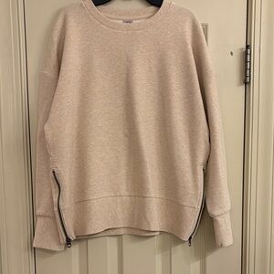 Te Verde Beige Sweatshirt with Zipper Accents